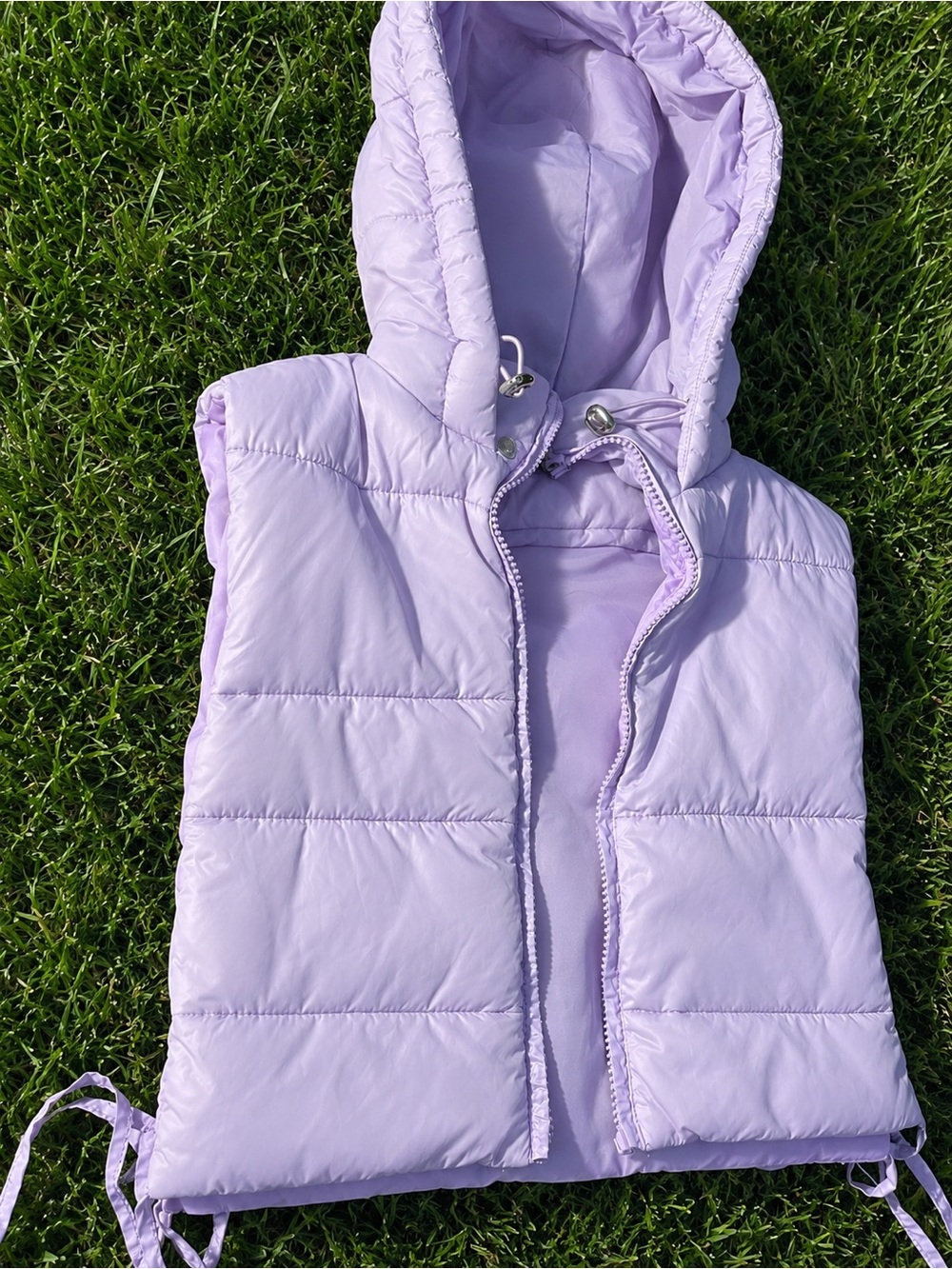 Light Purple Hooded Puffer Vest for Women